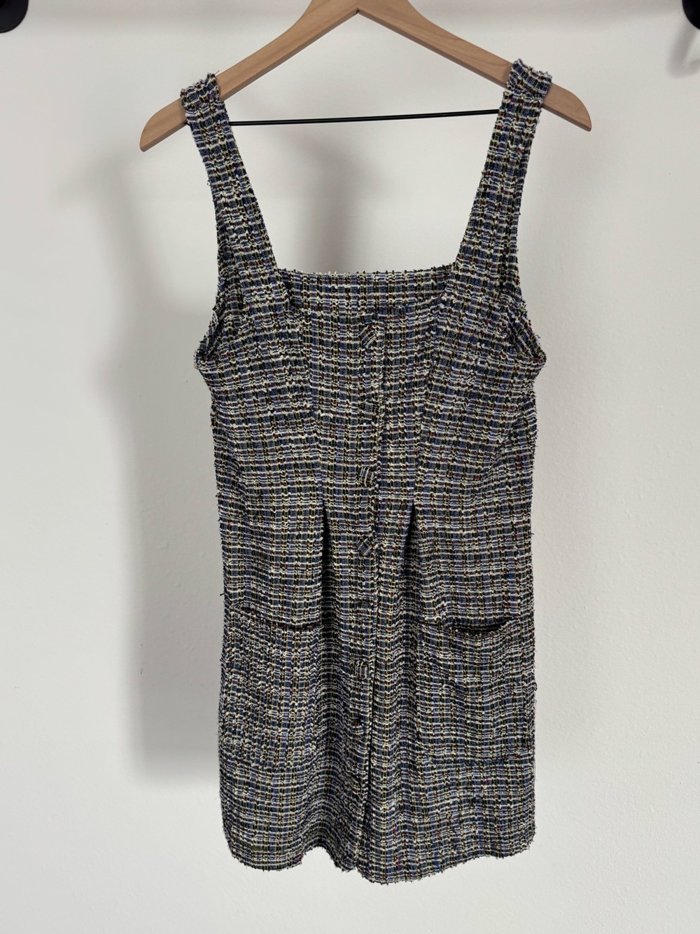 Free People Fall Sleeveless Tweed Shift Dress in Black & Cream XS